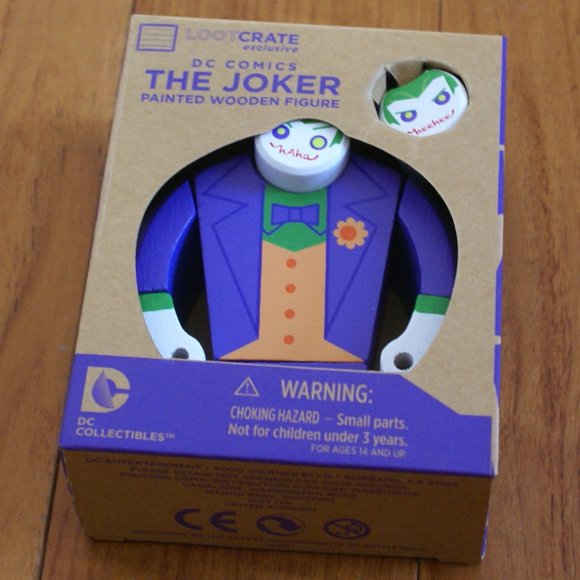 New in Box Loot Crate Exclusive DC Comics The Joker Painted Wooden Figure - Picture 1 of 2
